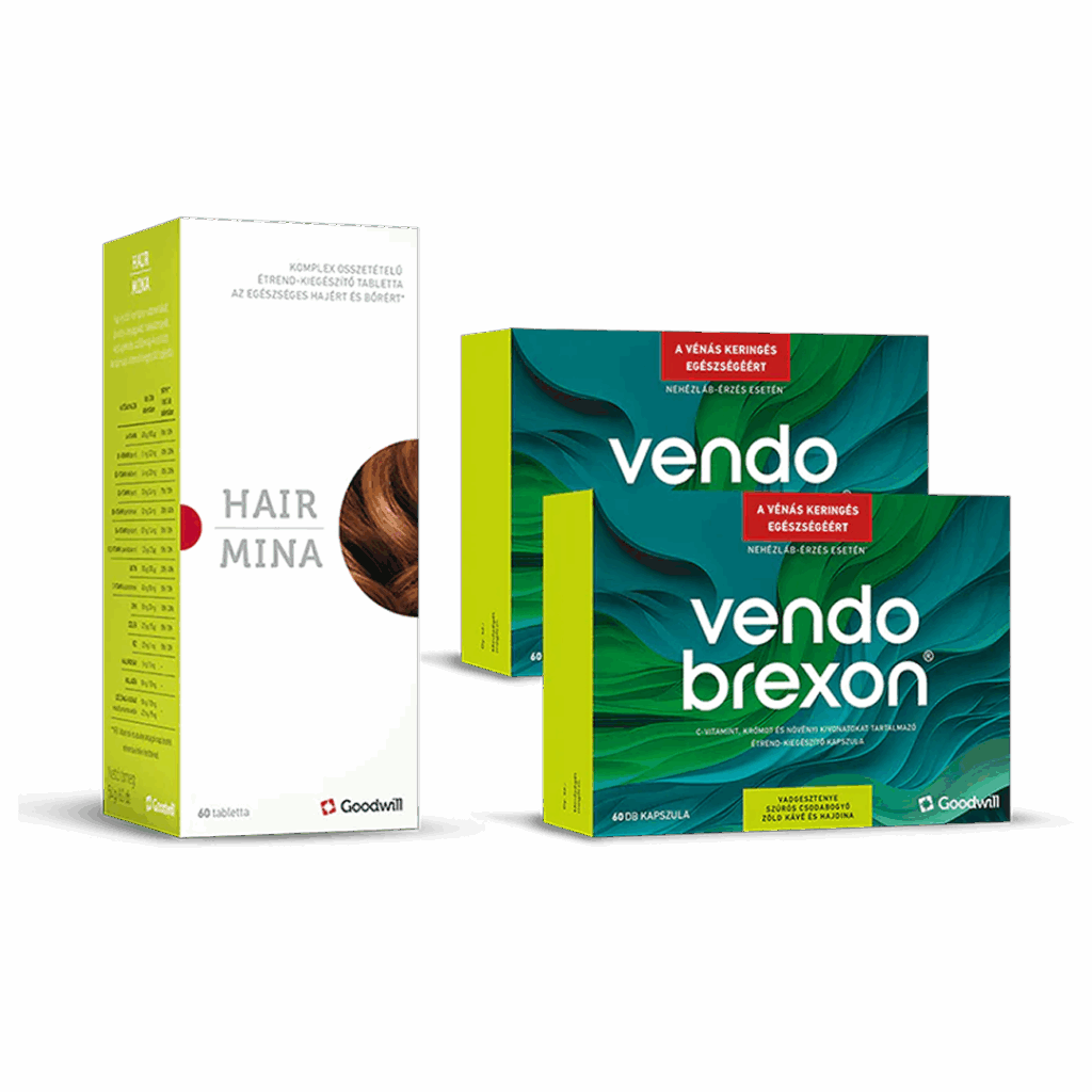Könnyű léptek és lobogó haj csomag - Vendobrexon az egészséges vénákért, Hairmina haj vitamin a haj-bőr-köröm egészségéért